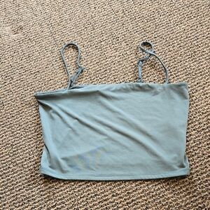 Express Body Contour Eucalyptus Green  Fitted Crop Camisole Silky Fabric